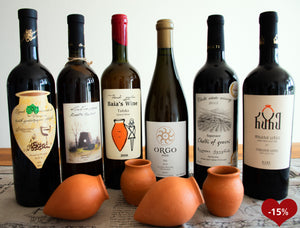 Qvevri Wine Collection 2020 - 3 rote & 3 bernsteinfarbene Flaschen